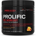 PEScience Prolific Pre Workout Powder para Hombres con L-Citrulline Nitric Oxide Booster, Energía Powder " Nootropic for Focus – Preworkout Sin Beta Alanine – 40 Scoops, Sour Peach Candy