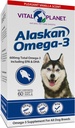 Planeta Vital - Alaskan Omega-3 Suplemento de aceite de pescado para perros con 600 mg de Omega-3, Alto en DHA y EPA de peces de agua fría capturada sostenible, 60 vainilla Softgels