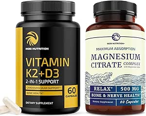 Vitamina D3 K2 5000 UI (60ct) &amp; Citrato de magnesio 500 MG (60ct) peru Sistema de Inmunes, Huesos Fuertes, Calma, Relajación, Digestión &amp; Muscle Support
