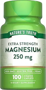 La verdad de la naturaleza Magnesio Suplemento TEN 250 mg ANTE 100 cápsulas ANTE Vegan, No GMO &amp; Gluten Gratis
