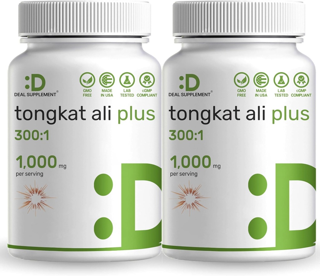 2 Pack Tongkat Ali Extract 300:1 with Horny Goat Weed 1,100mg, 480* Capsules – Indonesia Longjack Eurycoma Longifolia Root – Extra Strength Herbal Supplement for Energy