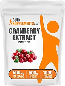 BulkSupplements.com Polvo Extracto de arándano - Polvo Sabor de arándano de arándano, Fuente de Vaccinium Macrocarpon Fruit - Vegan & Gluten Free, 500 mg por Serving, 500g (1.1 libras) (Pack of 1)