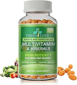 All Natural Multivitamins & Minerals + Complejo B + Calcio + Magnesio + Zinc, 100% Vegan Fuente completa Suplemento Alimentario, Soporte Nutricional completo para Hombres &amp; Mujeres- 120 Capsules, 60 Day Supply
