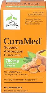 Terry Naturally CuraMed 750 mg - 60 Softgels - Superior Absorption BCM-95 Curcumin Supplement, Promotes Healthy Inflammation Response - Non-GMO, Gluten-Free, Halal - 60 Servings