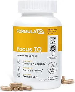 FIQ - Focus IQ - Suplementos cerebrales para memoria y foco - Suplementos de memoria - Apoyo cognitivo - 60 cápsulas