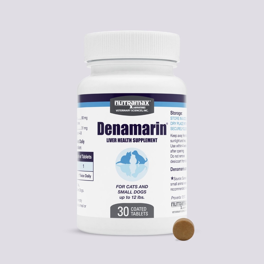 Nutramax Laboratorios Denamarin Liver Health Supplement for Small Dogs and Cats - Con S-Adenosylmethionine (SAMe) y Silybin, 30 Tablets