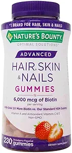 Pelo de rebote de la naturaleza, piel de uñas rápidas Gummies, suplemento de vitamina infundida de Argan con biotina , apoya el cabello, la piel y la salud de uñas para las mujeres, 230 cuenta