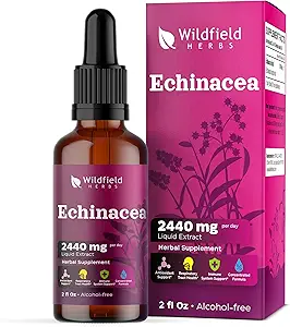 Extracto de Echinacea Líquida - Echinacea Root Drops Tintura 2440mg (Echinacea purpurea) Suplemento Herbal Absorbs Better Than Capsules, 1 Month Supply, 84 Servimientos, Sin alcohol - 2 Oz, Pack de 1