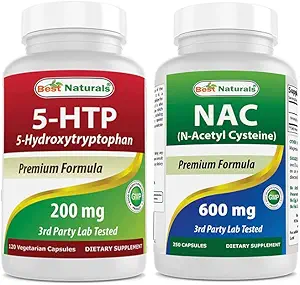 Best Naturals 5-HTP 200 mg " NAC - N Acetyl Cysteine 600 mg