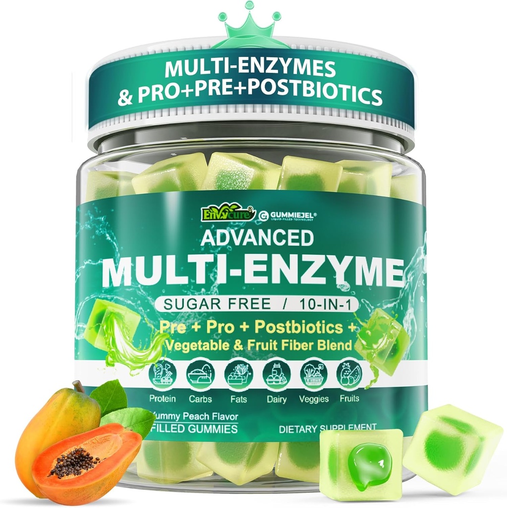 Digestive Enzymes Gummies for Women ' Men, Multi-Enzymes with 90Billion CFU Probiotics and Prebiotics & Postbiotic, Vegetable " Fruit Fiber Blend, Super Enzymes for Digestive " Gut Health,Immune,60Cts