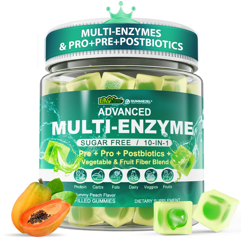Digestive Enzymes Gummies for Women ' Men, Multi-Enzymes with 90Billion CFU Probiotics and Prebiotics & Postbiotic, Vegetable " Fruit Fiber Blend, Super Enzymes for Digestive " Gut Health,Immune,60Cts