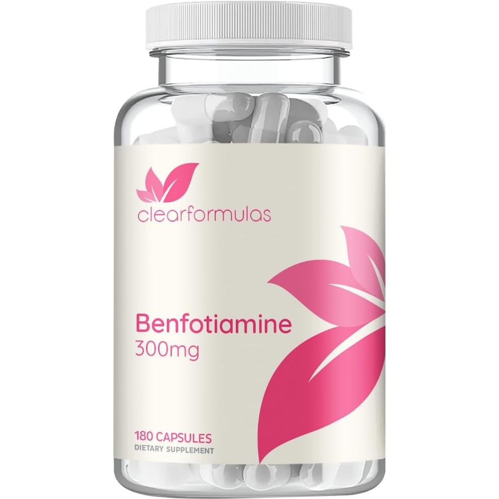 Absorción alta Vitamina B1 Benfotiamine 300mg - Suplemento de Benfotiamina para el corazón de la glaciación y apoyo nervioso - Vegan no GMO &amp; Gluten grasa libre Soluble Thiamine B1 Suplemento (180 servidumbres)