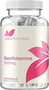 Absorción alta Vitamina B1 Benfotiamine 300mg - Suplemento de Benfotiamina para el corazón de la glaciación y apoyo nervioso - Vegan no GMO &amp; Gluten grasa libre Soluble Thiamine B1 Suplemento (180 servidumbres)