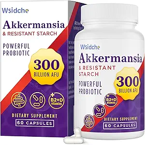 300 Billones AFU Akkermansia Probiótico Silencio GLP-1 Suplemento para Hombres Mujer, Akkermansia Muciniphila para GLP-1, Digestivo, Gut, Immune, Enhances Gut Función de Lining Digestivo, Akka Superbióticos - 60 Caps
