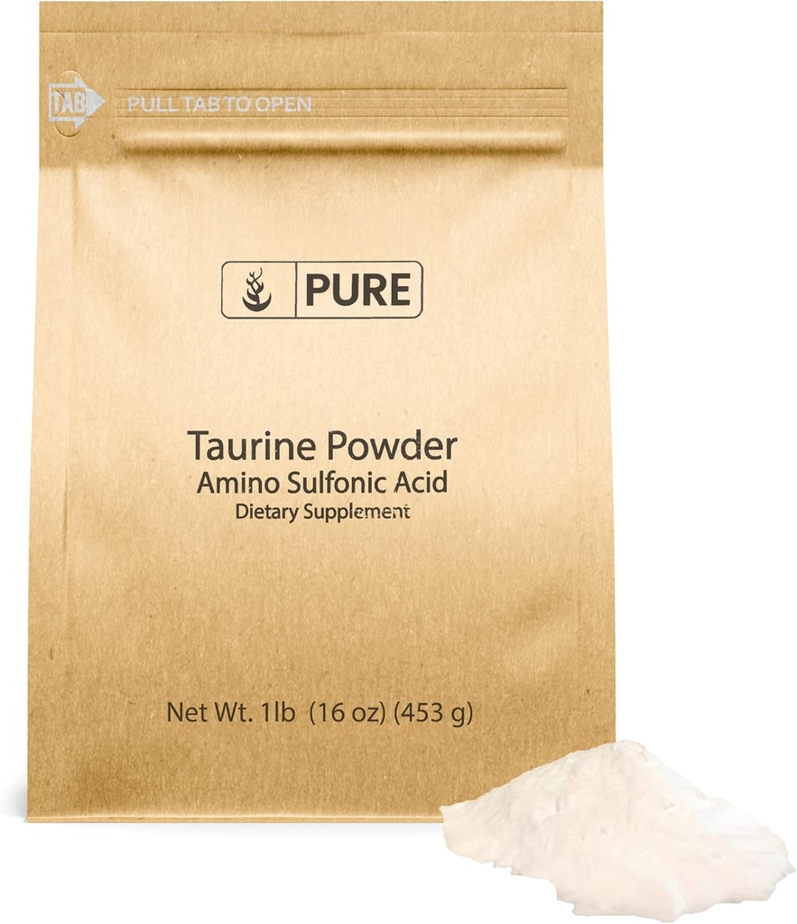 PURE ORIGINAL INGREDIENTES Taurine Powder (1 lb) Suplemento dietético, siempre puro, sin aditivos