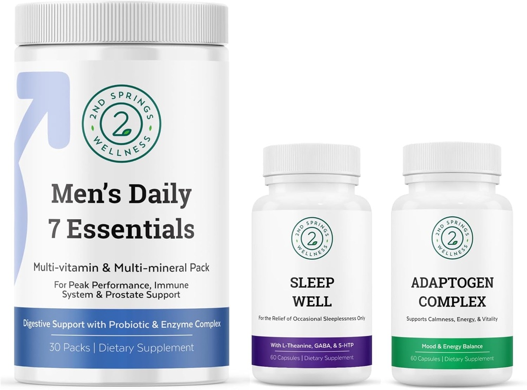 Men's Daily 7 Essentials, Sleep Well & Adaptogen Complex Bundle