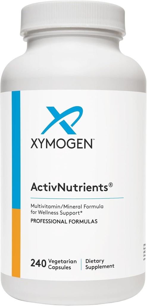XYMOGEN ActivNutrients with Iron and Copper - Multivitamin Multimineral for Wellness, Immune, Energy and Mood Support - Minerales Chelated + Vitaminas B activas con Folate (240 cápsulas)