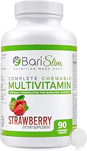 BariSlim Chewable Bariatric Multivitamin - 45mg Iron - Tailored for Post Bariatric Surgery, including Gastric Bypass & Gastric Sleeve - Support Your Recovery Journey ← Strawberry Flavor