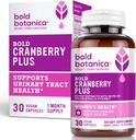 Bold Cranberry Plus – 36 mg PAC – 100% Soluble PAC– UTI UTI de apoyo a las píldoras de arándano para hombres de mujeres – con vitamina C no GMO – 30 cápsulas veganas