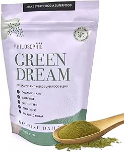 Filosofía Vegan Protein Powder - Green Superfood Powder with Hemp Protein, Spirulina & Maca Root Powder - Plant-Based, Organic Superfood Blend - Protein Powder for Meal Replacement Shake, 8oz