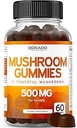 Mushroom Gummies 10 en 1 Blend (60 Gummies con Lions Mane, Cordyceps, Reishi &amp; More Functional Mushrooms) Focus &amp; Brain Gummy Mushroom Suplemento - Vegan Safe & Third Party Tested - USA Made