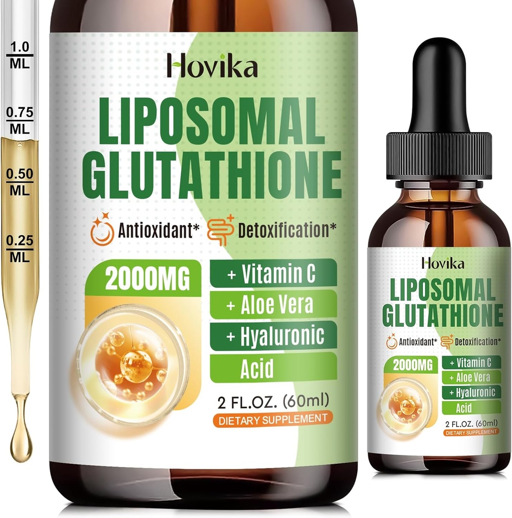 Liposomal Glutathione Suplemento 2000mg, Liquid Glutathione gotas con vitamina C, Master Antioxidants for Immune System, Aging Defense, Skin Headth, Liver Detox - Absorción superior, Vegan 2 Fl Oz