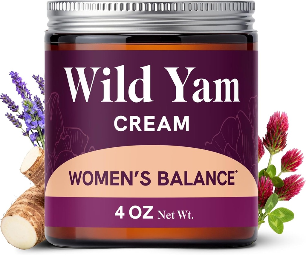 Crema de Yam Salvaje para el Equilibrio de Hormonas ← 3450mg Wild Yam for Herbal Menopause " PMS Support Enriched with Vitex, Black Cohosh, Lavender " Más ← Estrogen " Progesterone Free Balancing Cream ← 4 Oz.