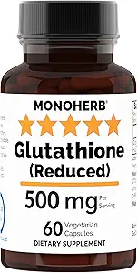 Reduced Glutathione 500 mg - 60 Veg Capsules | 250 mg per Capsule - Serving Size 2 Capsules: 500 mg - 30 Servings