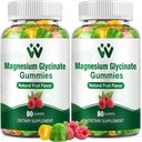 Magnesio Glycinate Gummies 400 - Suplemento Magnesio para el sueño,Estrés &amp; Masculino Alivio de Magnesio Apaciguador para adultos y niños con vitamina D, B6 Fruit Flavor, Vegan, 2 Packs