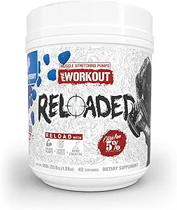 5% Nutrición Rich Piana Reloaded High Stim Pre-Workout Ø Ultra Energy, Focus, Pumps, Power ' Endurance ← Citrulline, GlycerSize, Nitrosigine, Creatine, Choline, Huperzine A (Blue Raspberry)