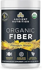 Nutrición antigua Polvo de fibra orgánica, mango de piña, fibra soluble de Acacia & Konjac Root, soporta salud digestiva, reduce el rubor, 13.5 oz
