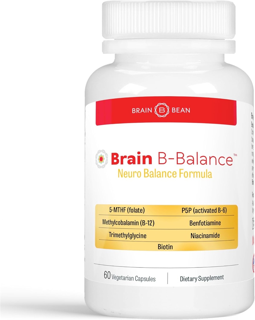 Cerebro B Balance: Metilada Multivitamina - Metilada B Complejo Neurobalance Fórmula - Methylfolate apoya Mood. Cuidado. Memoria - 60 cápsulas Vegan