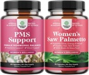 Bundle of PMS Support and Saw Palmetto for Women - Hormone Balance with DIM, Chasteberry, Black Cohosh " Ashwagandha for Period Cramps and Saw Palmetto Extract with Maca Root " Biotin for Hair Loss
