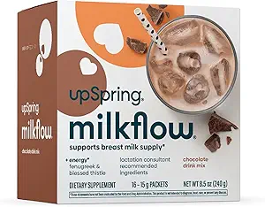UpSpring Milkflow Electrolyte Berry &amp; Chocolate Breastfeeding Suplemento Mezclas de Bebida con Fenugreek para apoyar el suministro de leche*