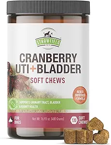 Tratamiento de la UTI de arándano para perros – Mandíbulas suaves para la salud del tracto urinario, apoyo a la vejiga y protección del césped – Suplementos Naturales de arándano-Formulado de arándano – EE.UU.