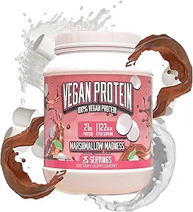 Suplementos enormes Polvo de proteína vegano - Locura de malvavisco - Polvo de proteína de base vegetal superior, 20g Proteína por ser, sin gluten