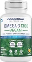 Oceanblue Professional Vegan Omega 3 1300-60 Conde - Plant Based Fish Oil Alternative, High Potency Vegan DHA EPA Algae Oil Supplement - Non-GMO, 30 Servings