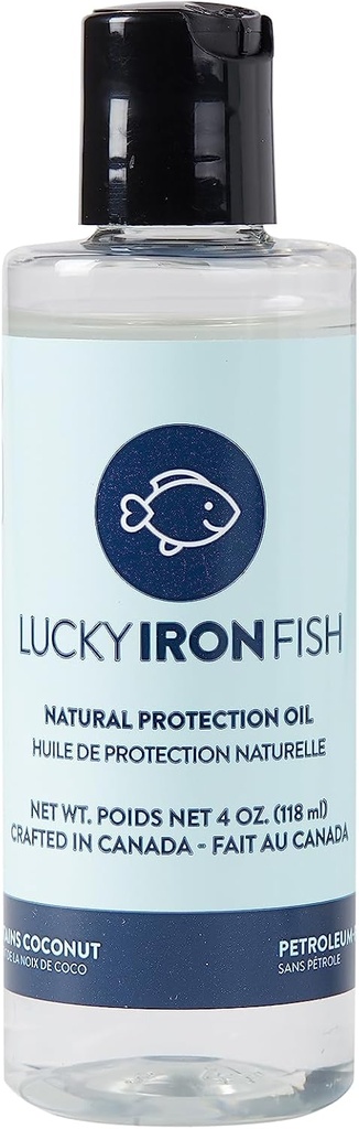 Lucky Iron Life ® Natural Protection Oil, 4oz - Apply to Your Lucky Iron Fish or Leaf to Maintain, Protect and Prevent Rust - Vegan, Made with Pure Coconut & Lemon Oils