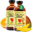 NILDLIFE ESSENTIALS Kids Multivitamin & Mineral - Vitaminas para niños, Multivitamina líquido para niños, multivitaminas de Toddler, vitaminas líquidas, multivitamina de bebé - mango natural de naranja, 8 Fl Oz (Pack of 2)