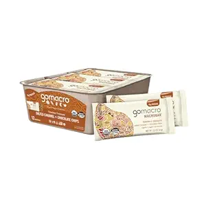GoMacro MacroBar Bares de Proteína Ecológica Vegan - Caramelo Saltado + Chips de Chocolate (2.3 Bares de onda, 12 Cuenta)