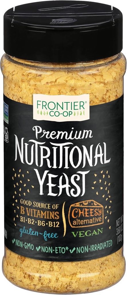 Frontier Co-op Premium Fresas de Levadura Nutricional, 3.6 oz con vitamina B12 - Para palomitas, caracol, pasta y sopa