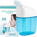 Sistema de riego nasal con 30 paquetes de Saline, máquina de enjuague sinusal, máquina limpiadora sinusitis con tanque de agua " tanque de recogida de residuos - azul