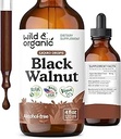Tintura de nueces ecológicas y negras silvestres - Detox Cleanse w/Black Walnut Hull Extract - Suplemento herbario para Gut Cleanse Detox y Well-Being Digestivo - Vegan, Azúcar &amp; Alcohol-Free - 4 fl oz