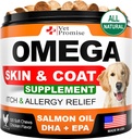 Omega 3 para perros - Suplemento de piel y carne - Aceite de pescado para perros Chews - Alergia e Itch Relief - Anti Shedding Suplemento - Tratamiento de la piel seca - Aceite de salmón - Hecho en EE.UU. - 120 Soft Treats