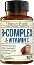 Complejo de vitamina B con ácido fólico VIT C (Folate) - 8 vitaminas de alta potencia B: B1, B2, B3, B5, B7, Vitamina B12 + Biotina, Choline & Inositol. Aids Mood, Energy, Nervous System &amp; Immune Support