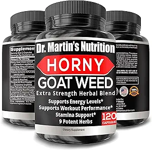 Super Strength 1590mg Horny Goat Weed 120 cápsulas con Maca Arginine & Ginseng - Naturalmente aumenta su salud, rendimiento del entrenamiento, resistencia " energía, salud conjunta para hombres " mujeres (120C)