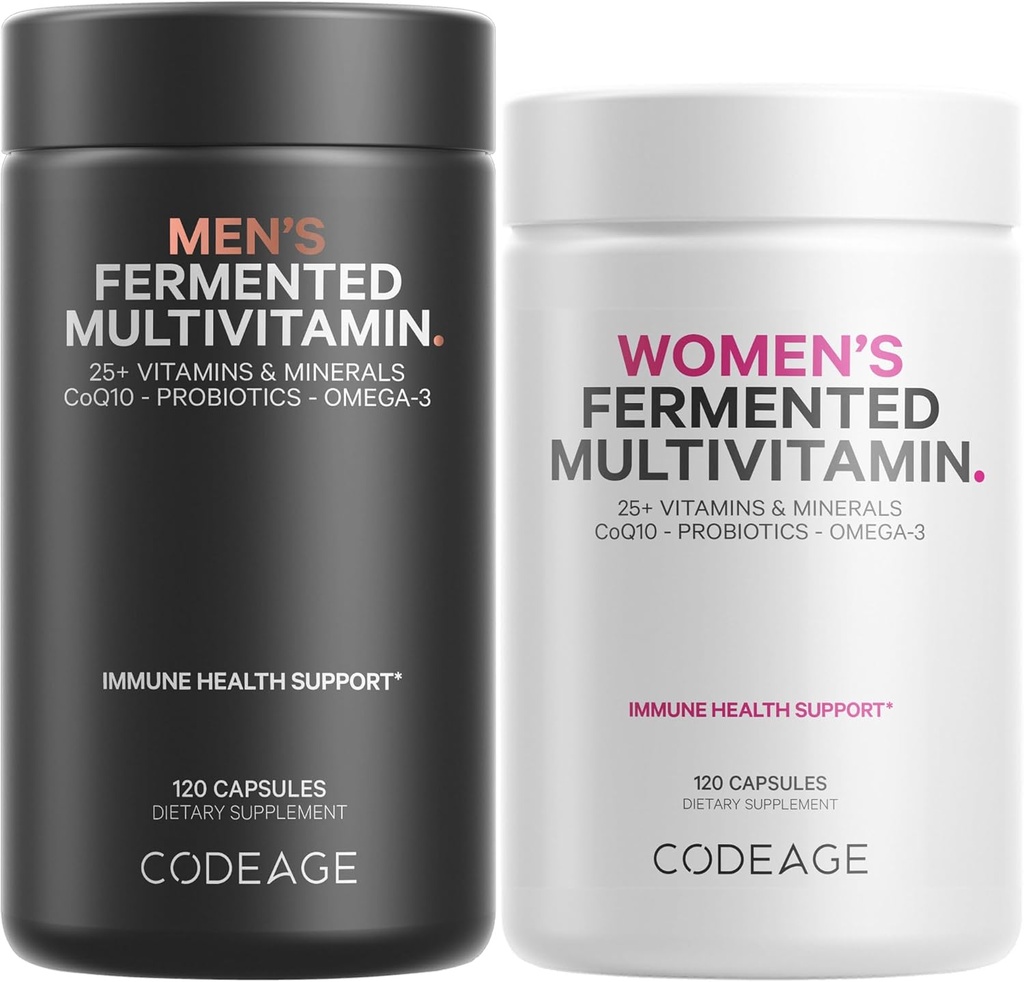 Codeage Daily Multivitamin Bundle: Multivitamínicos para Mujer, Vitamins B, Probióticos, Blends de base Alimentaria, 120 cápsulas por botella