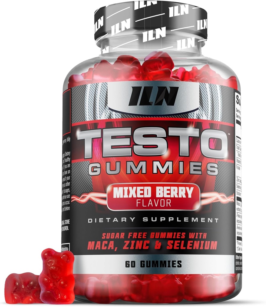 Laboratorios de Hierro Nutrición Testo Gummies para Hombres (60 Gummies) - Booster de alta resistencia para Hombres - sabor de Berry mixto - Características Maca, Ginseng, Zinc y Selenium - Sugar Gratis &amp; Vegan Suitable