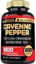 Cayenne Pepper Capsules with Turmeric Curcumin Root, Berberine HCl, Ceylon Cinnamon Bark &amp; Más - 200 cápsulas - Apoyo Digestión Salud, Sistema Immune &amp; Balance Corporal
