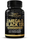 FREZZOR Omega 3 Black - Green Lipped Mussel Oil Capsules, Made in New Zealand, UAF1000+, No Fishy Aftertaste, 120 Count (Pack of 1)